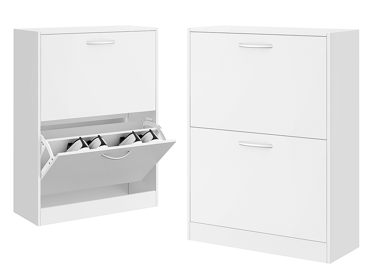 Meuble a chaussures 2 étages en bois blanc