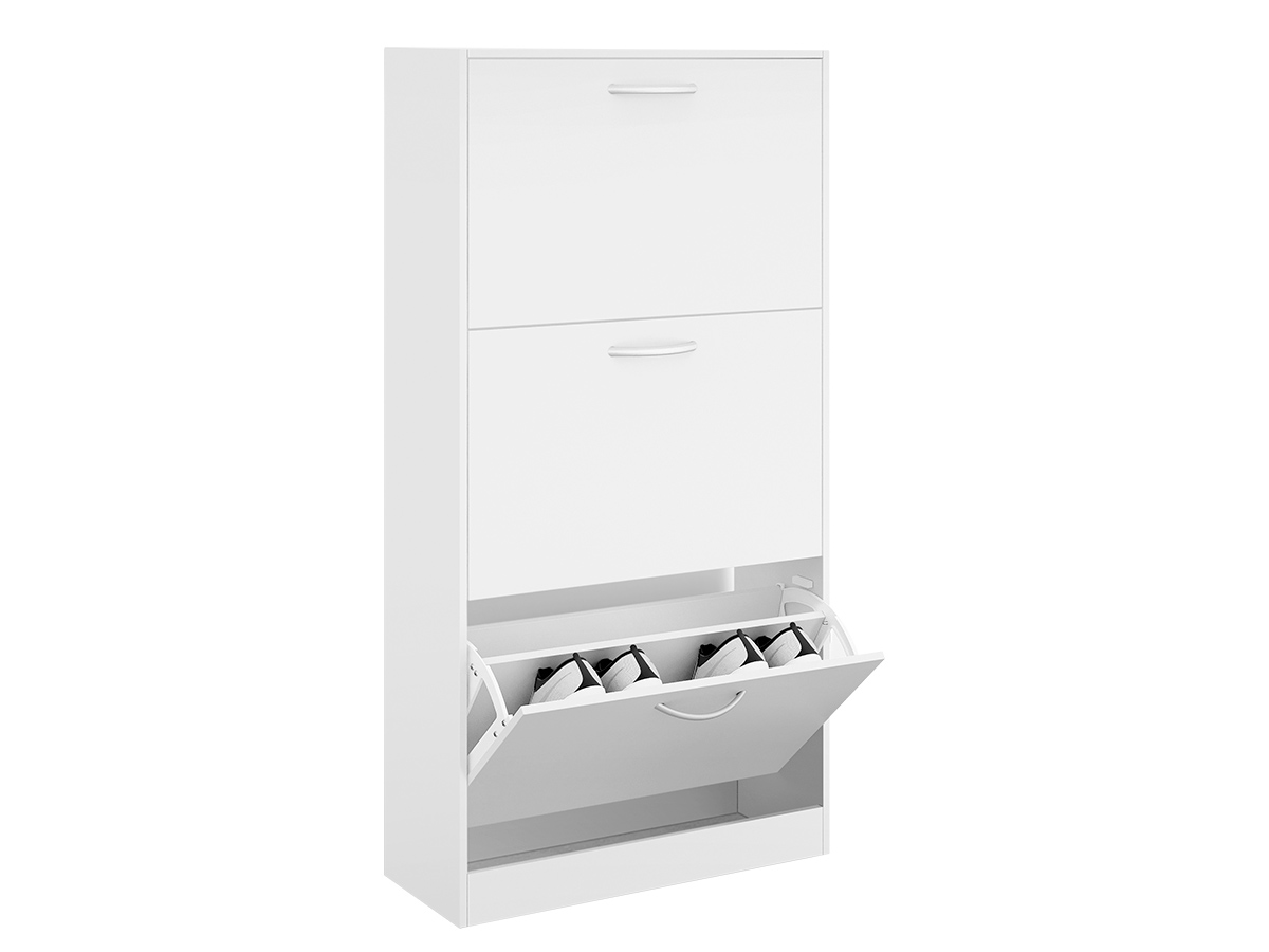 Scarpiera legno a 3 piani colore bianco - immagine 4