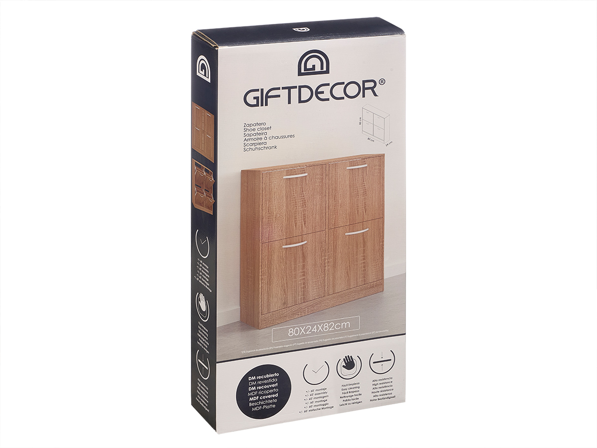 2 storey wooden shoe rack with 4 doors - Image 3