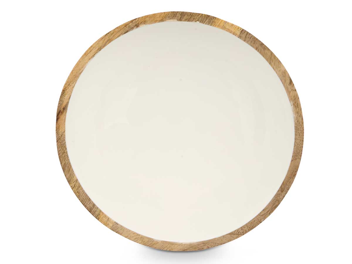 Assiette creuse 20 cm en bois avec manche blanc – Image 3