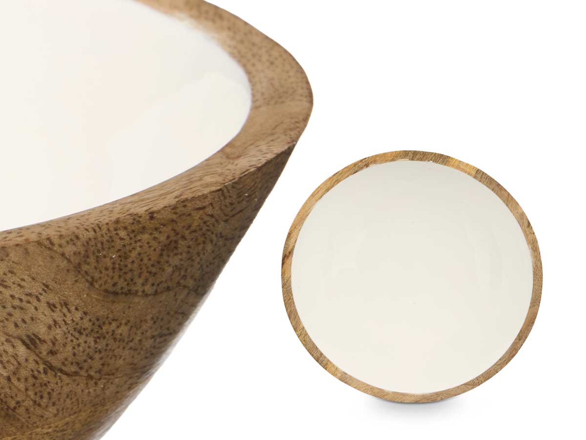 Assiette creuse 20 cm en bois avec manche blanc – Image 4