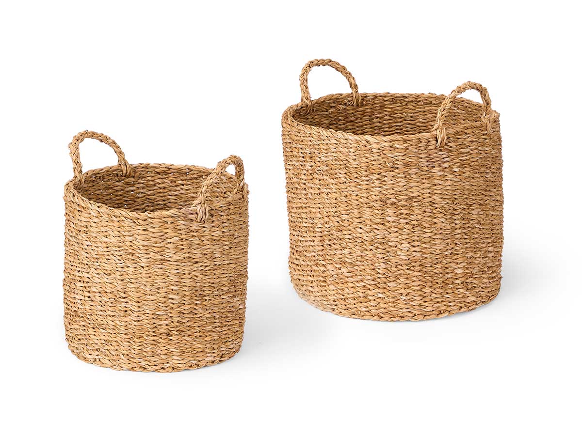 Set 2 paniers cylindriques poignées 32cm diam. – Image 2