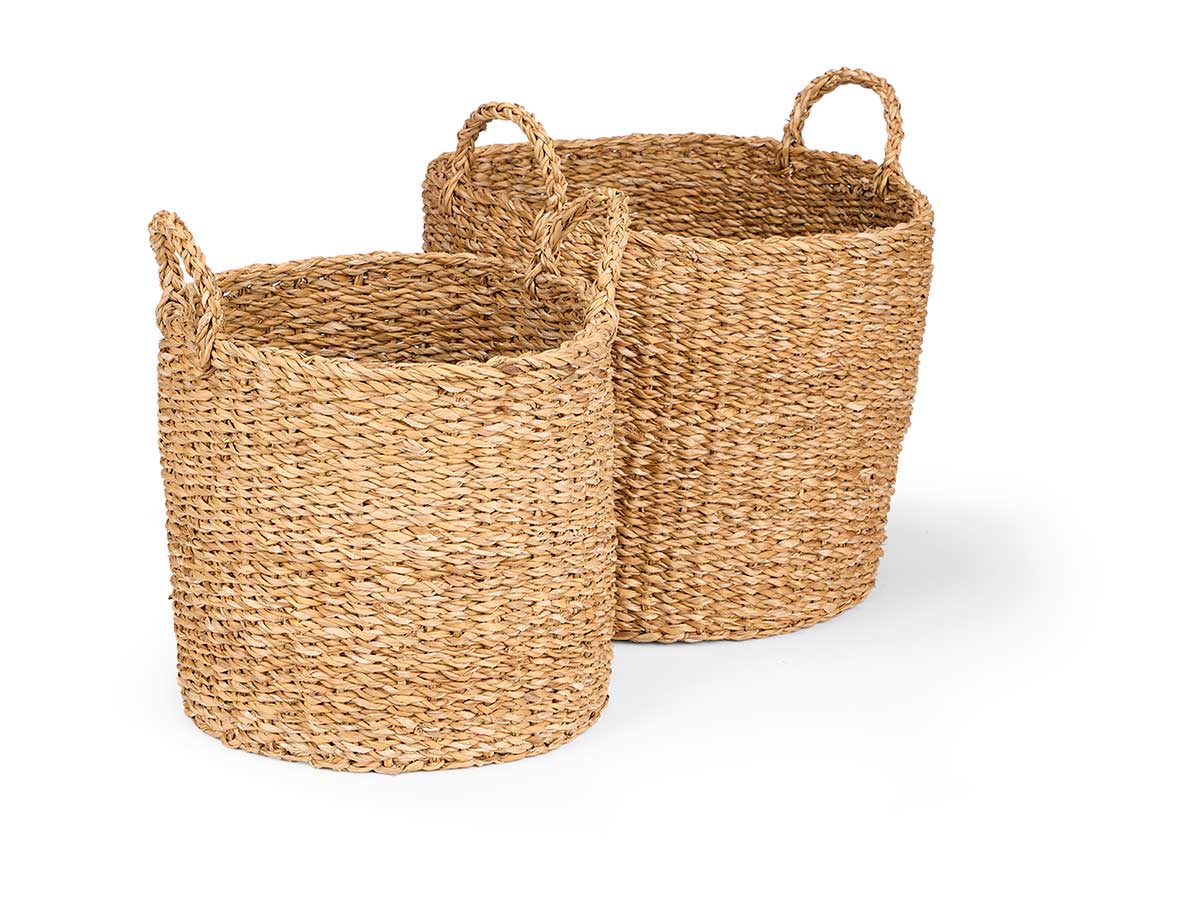 Set 2 paniers cylindriques poignées 32cm diam. – Image 3