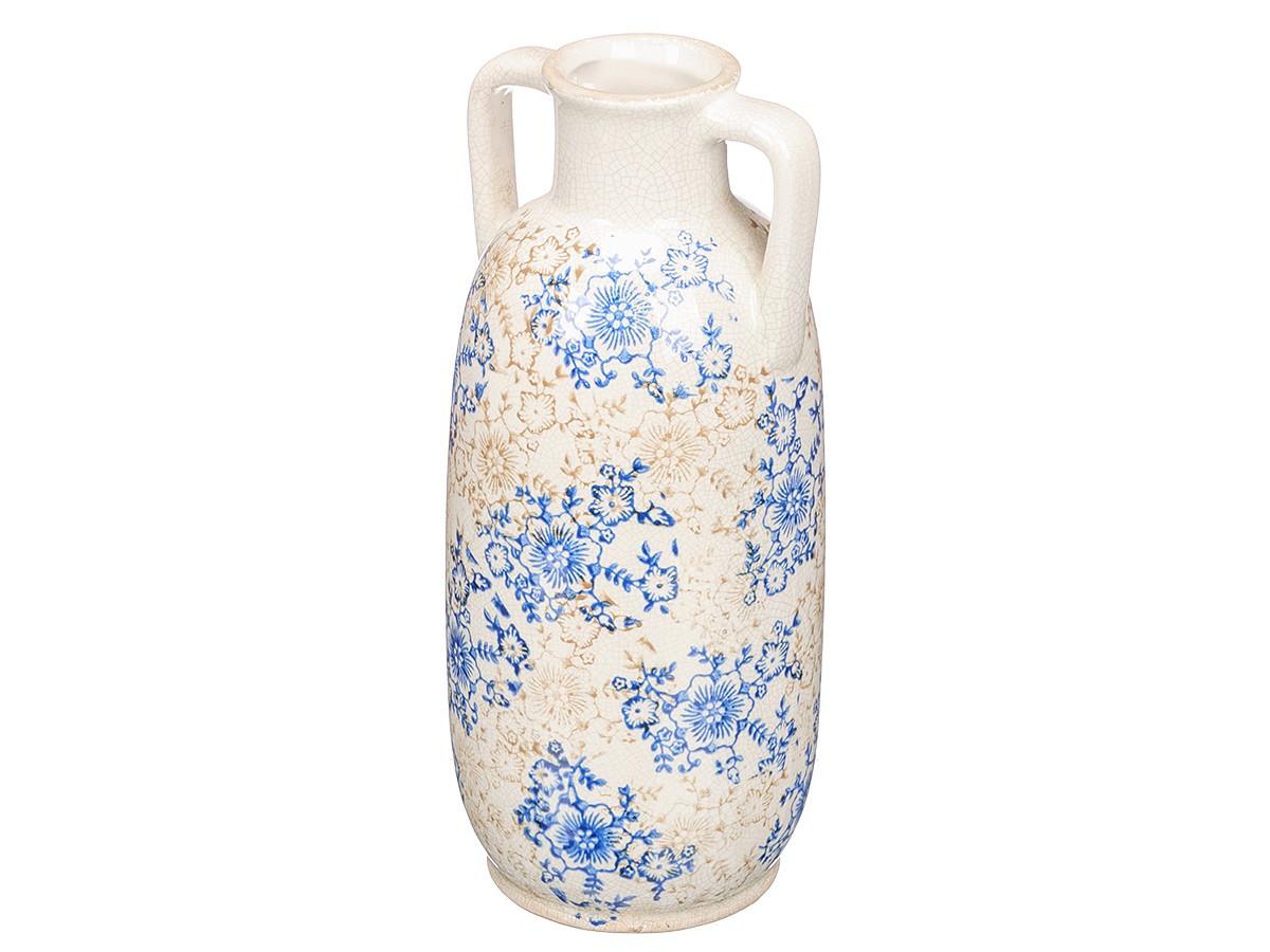 Jarron 2 asa azul beige 38cm - Imagen 2