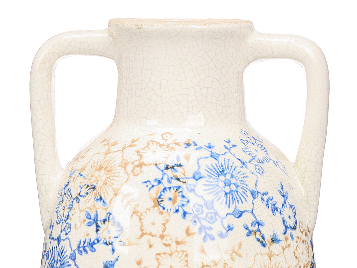 Jarron 2 asa azul beige 38cm - Imagen 3