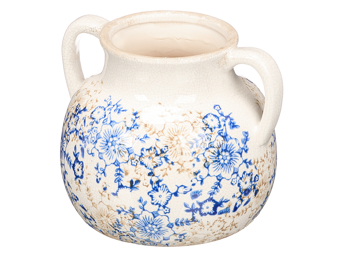 Jarron 2 asa azul beige 16cm - Imagen 2