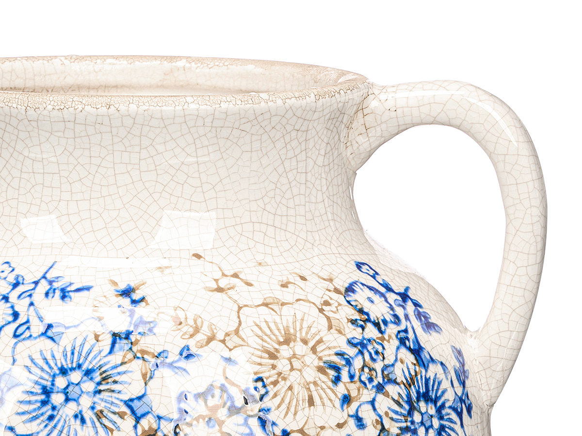 Jarron 2 asa azul beige 16cm - Imagen 3