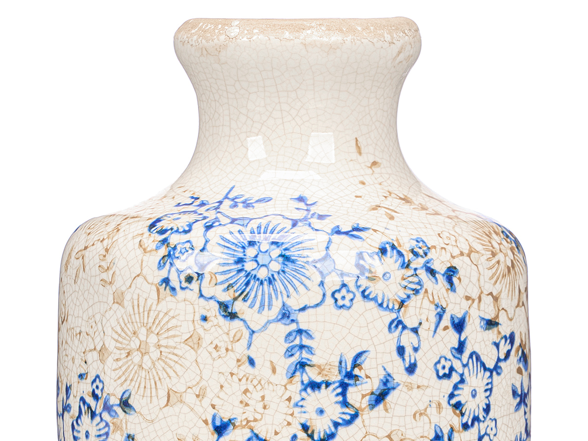 Jarron botella boca ancha azul beige 27cm - Imagen 3