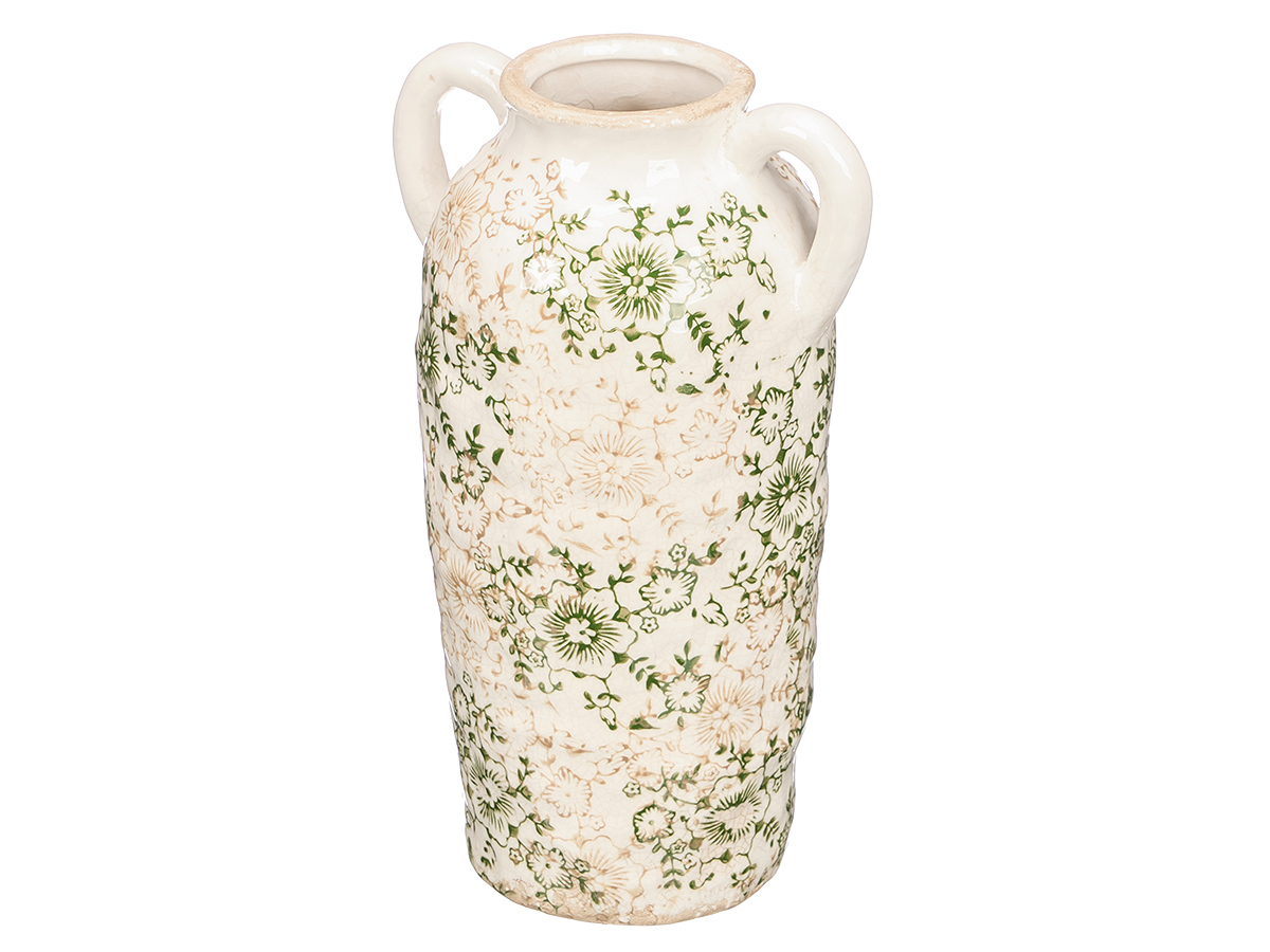 Jarron 2 asa verde beige 29,5cm - Imagen 2