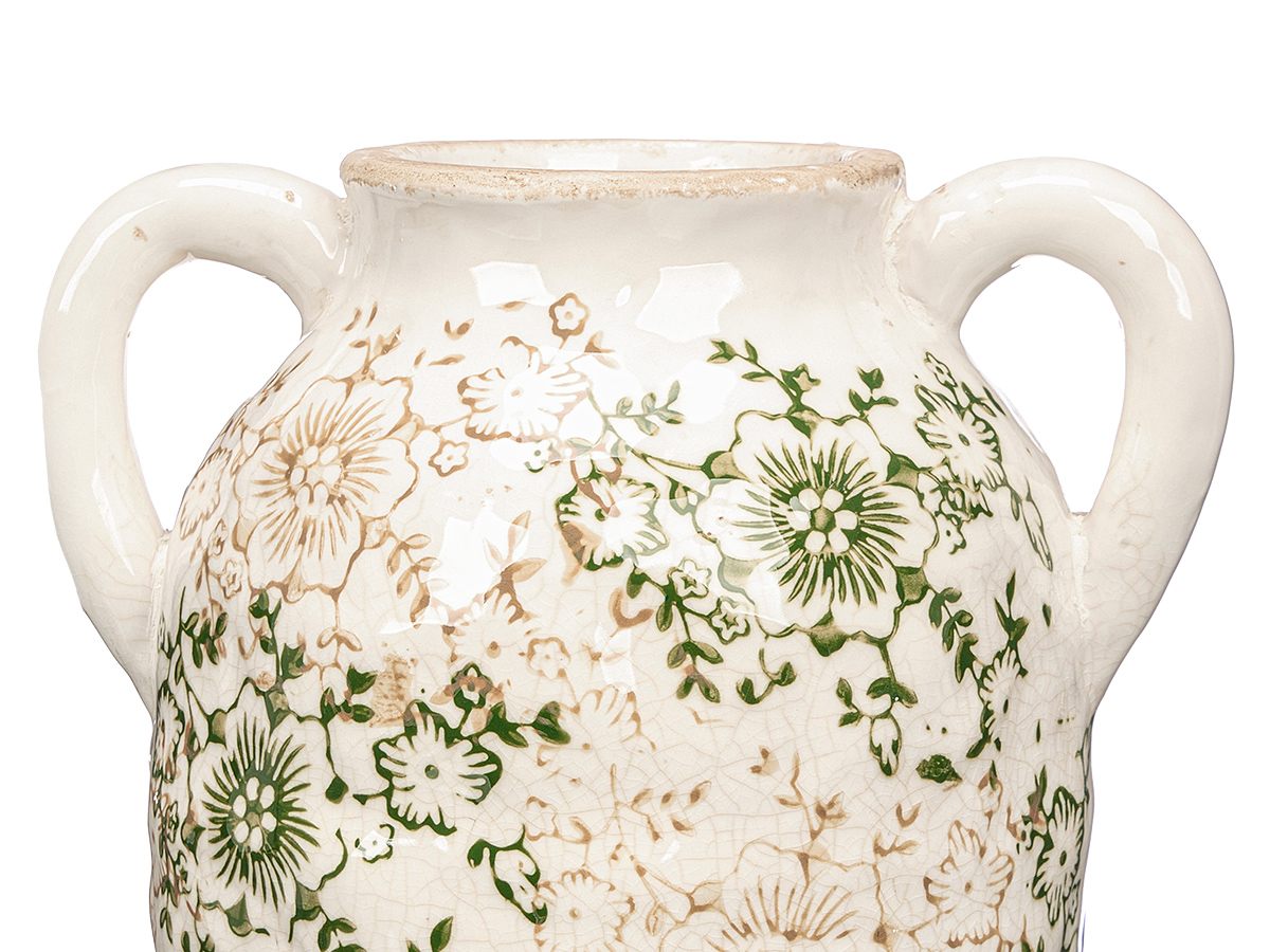 Jarron 2 asa verde beige 29,5cm - Imagen 3