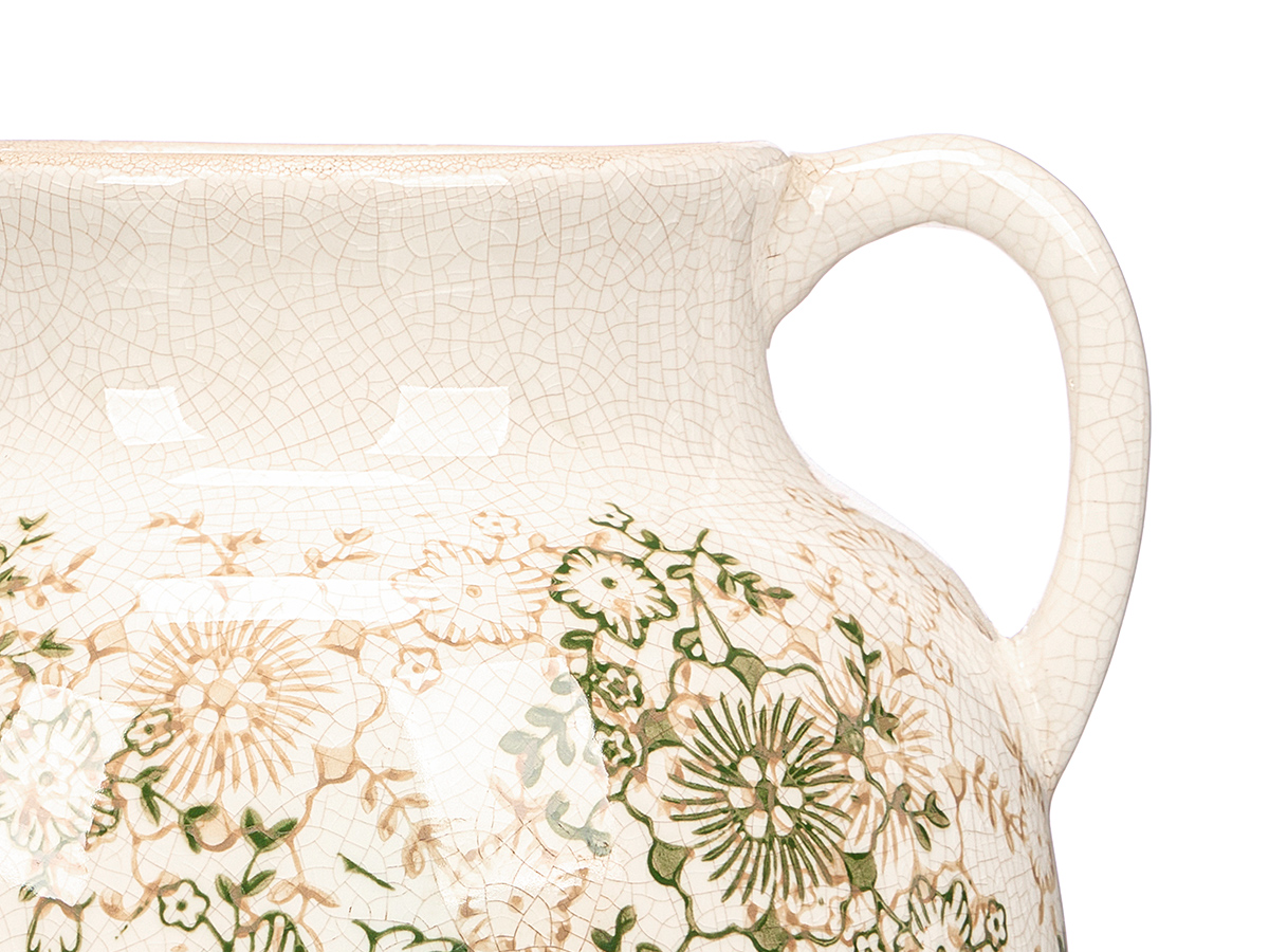 Jarron 2 asa verde beige 16cm - Imagen 3