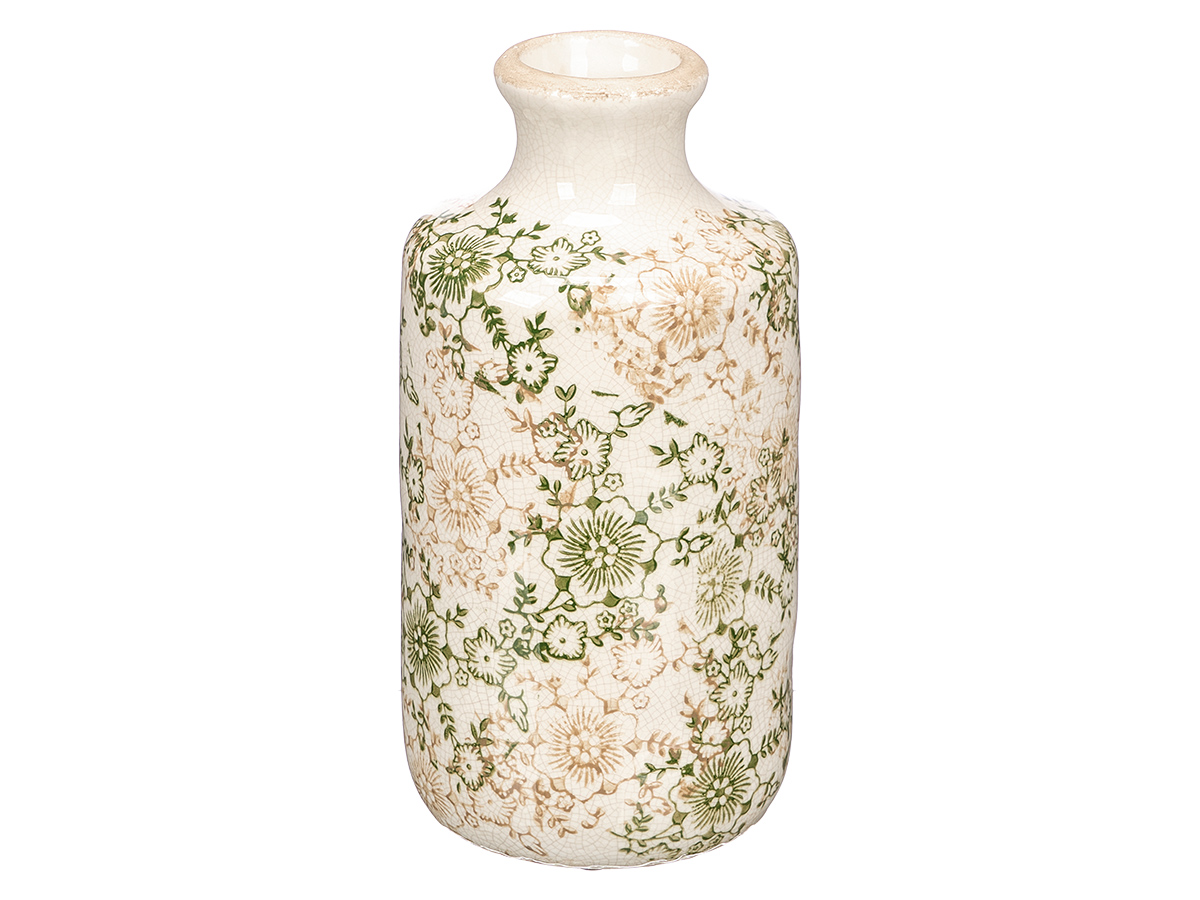 Jarron botella boca ancha verde beige 27cm - Imagen 2