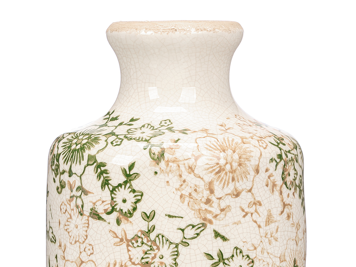 Jarron botella boca ancha verde beige 27cm - Imagen 3