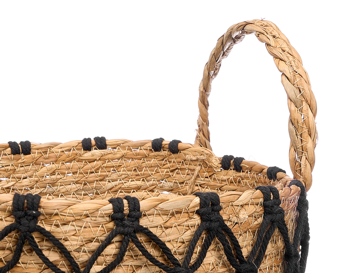 Set 2 maceteros macrame trenzado negro - Imagen 2