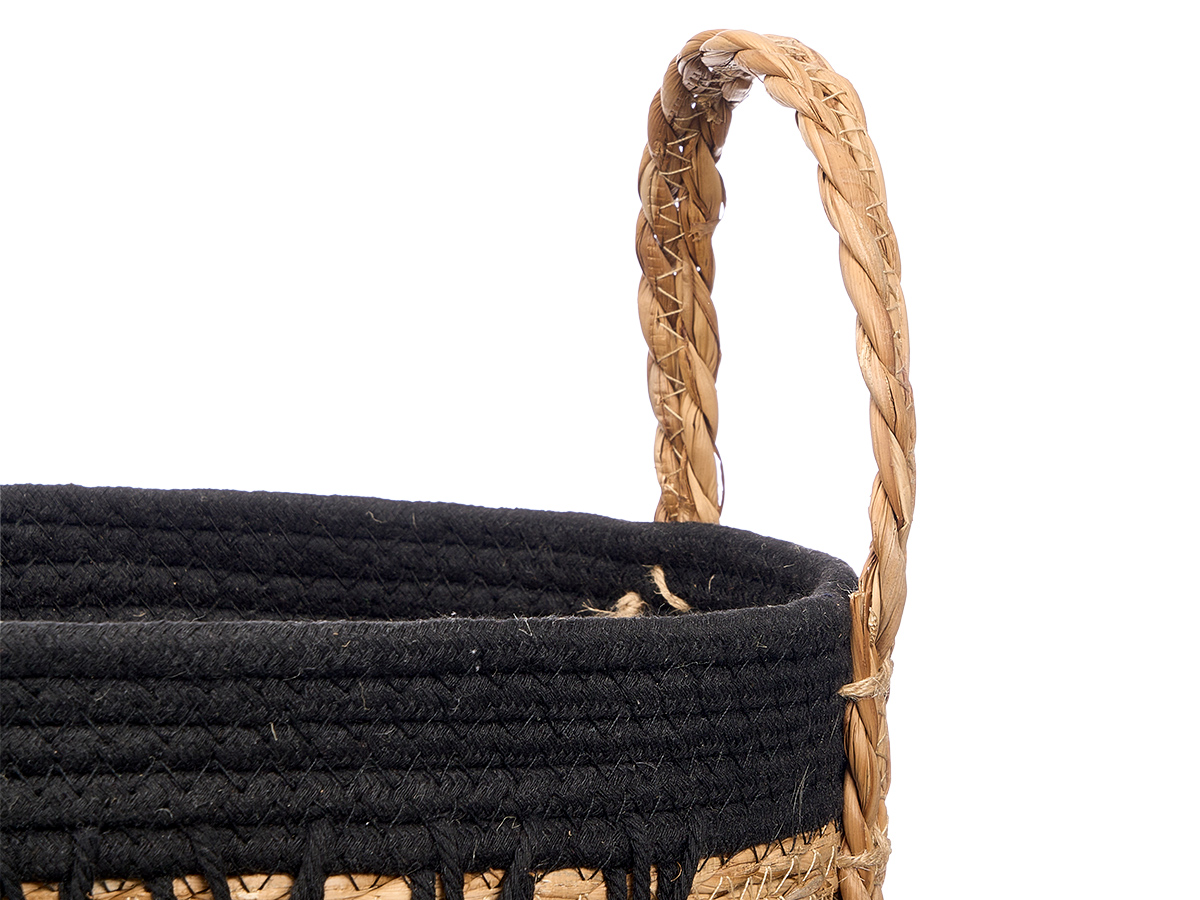 Macetero mimbre macrame colgante negro grande - Imagen 3