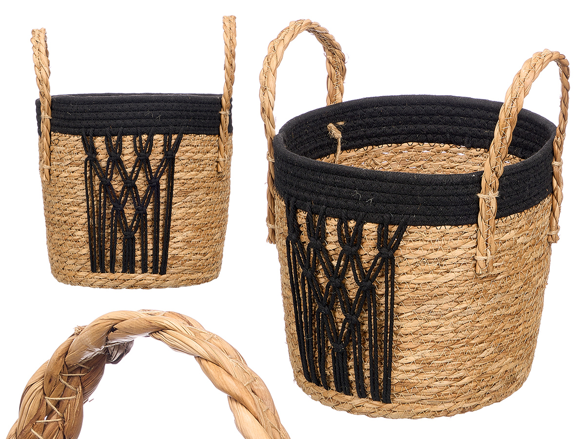 Maceteromimbre macrame colgante negro pequeño