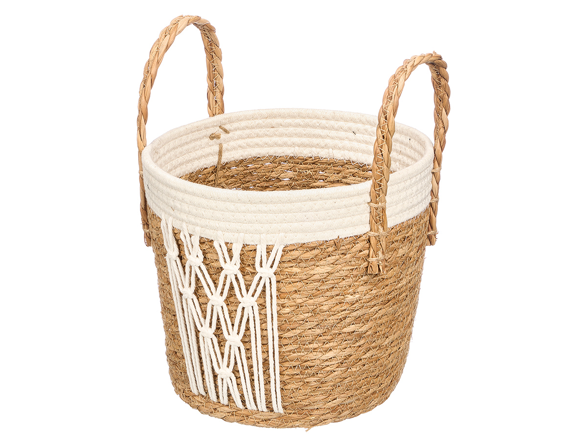 Macetero macrame colgante blanco pequeño - Imagen 2