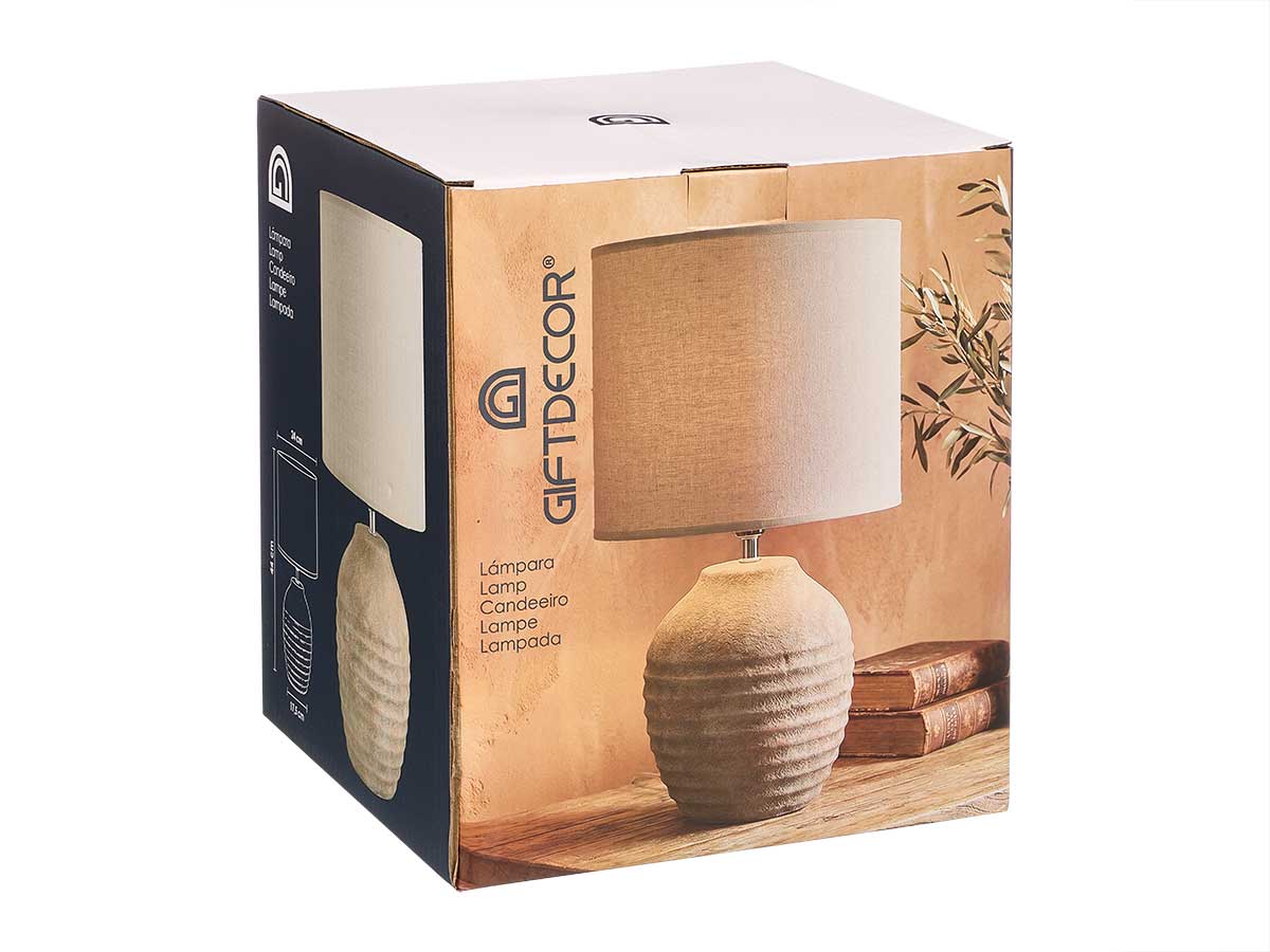 Lampe vieillie ronde a rayures horiz 44cm – Image 3