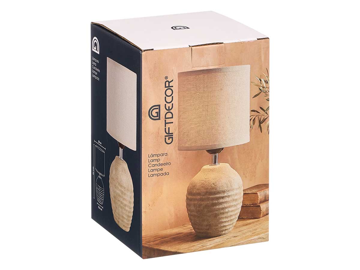Lampe vieillie ronde rayures horiz 28cm – Image 3