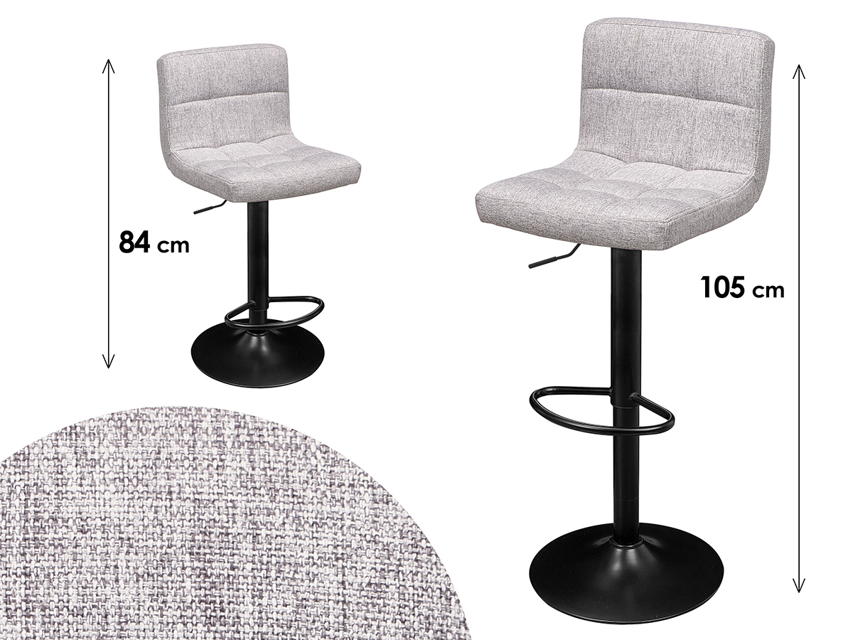 Padded stool backrest gray