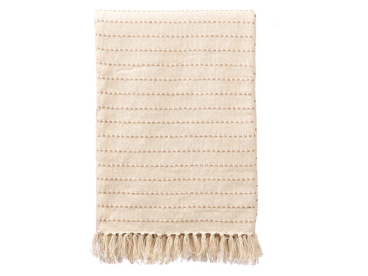 Cream striped knit multi-puprose throw 160x240cm - Image 2
