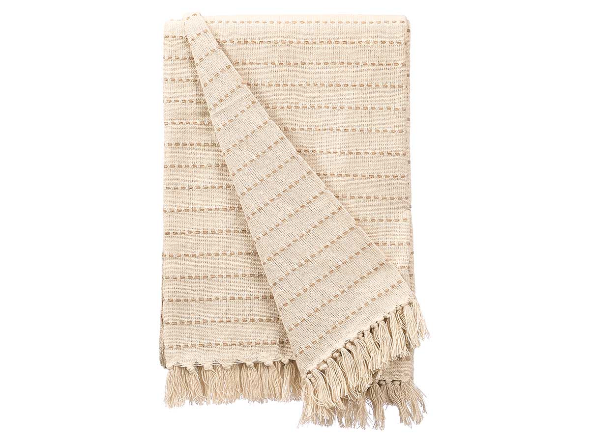 Cream striped knit multi-puprose throw 160x240cm - Image 3