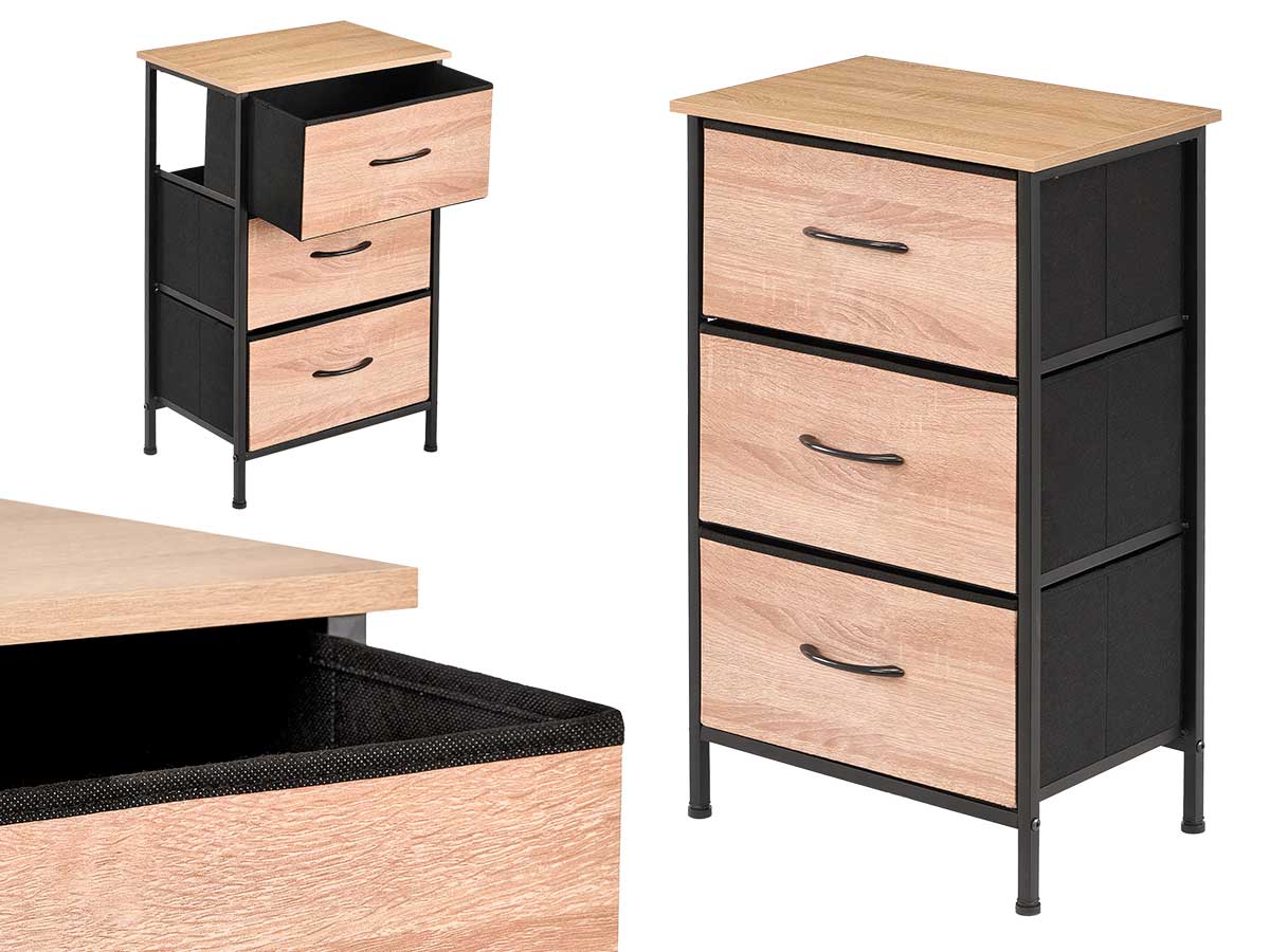 Meuble 3 tiroirs effet bois