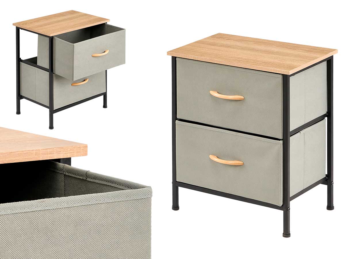 Meuble 2 tiroirs gris