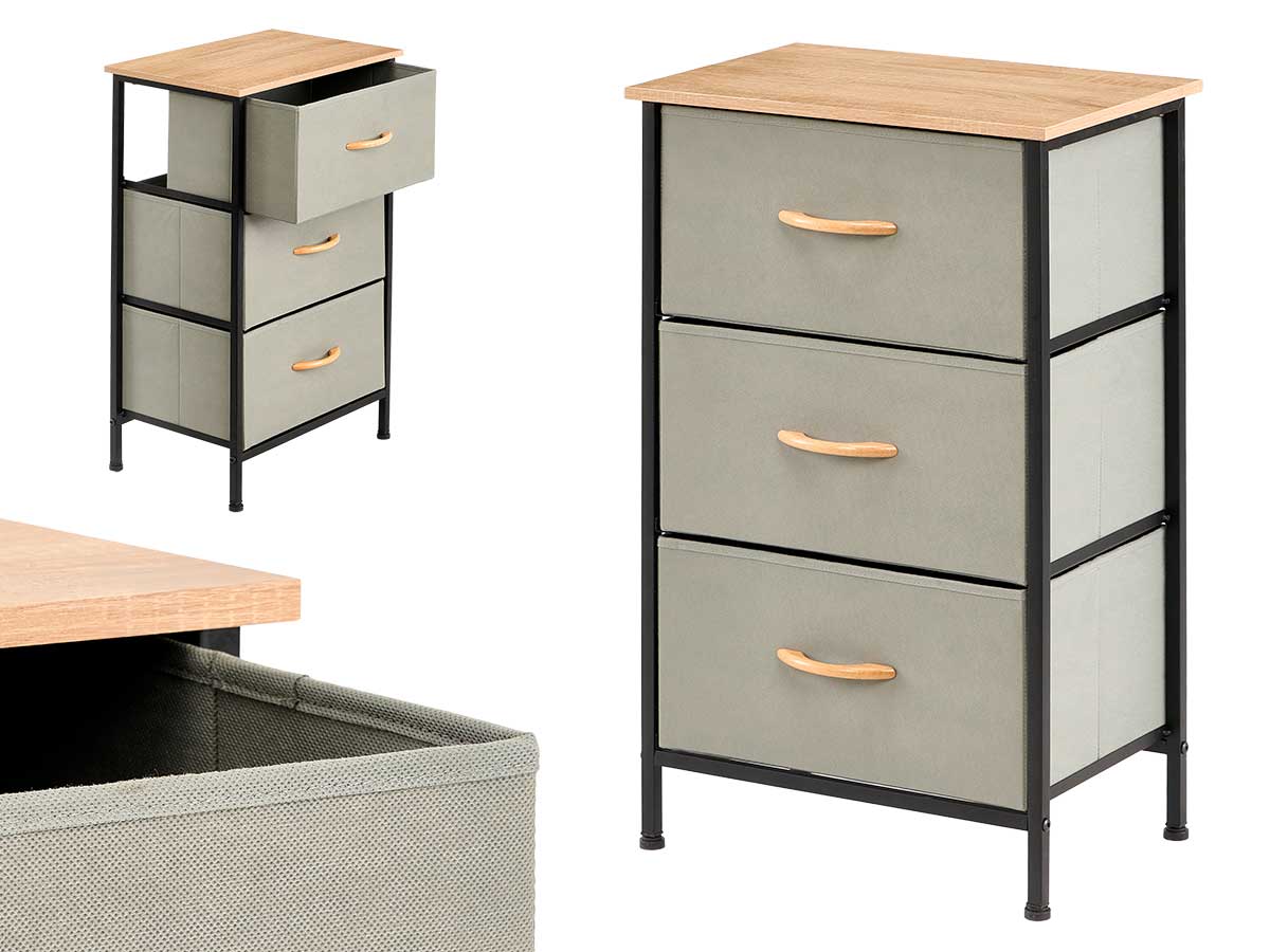 Cassettiera 3 cassetti grigia