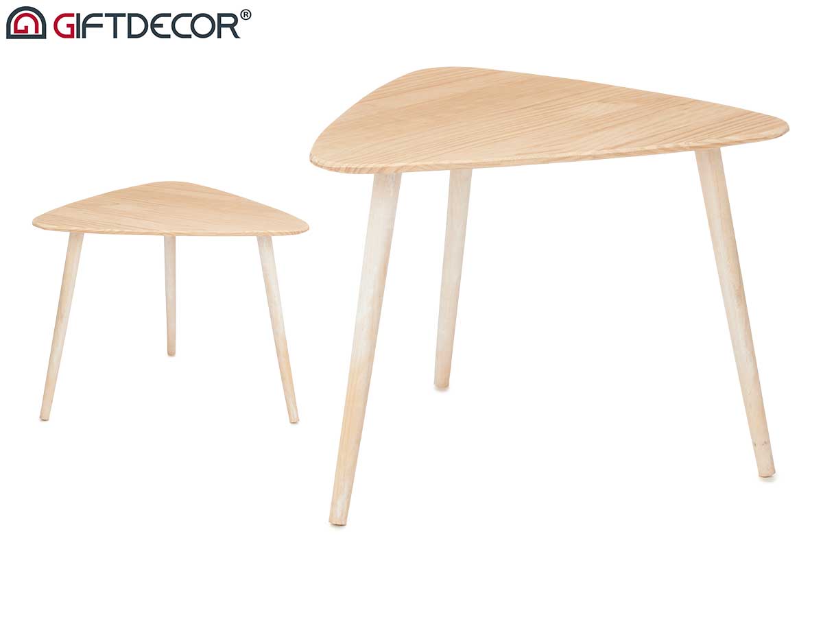 Tavolino triangolo naturale bianco