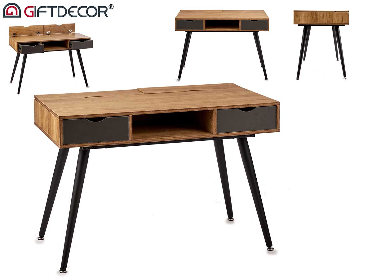 Desk with round black legs