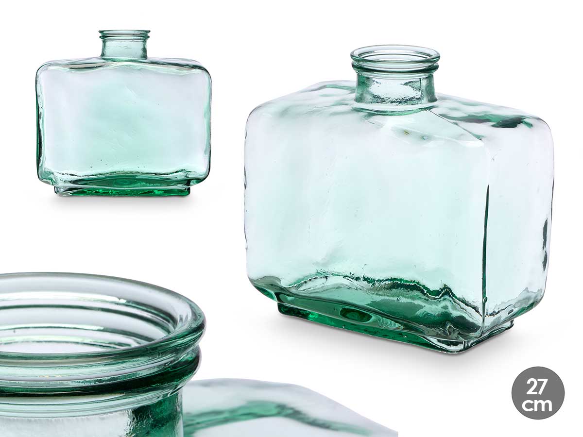 Jarron vidrio reciclado rectangular 27 cm