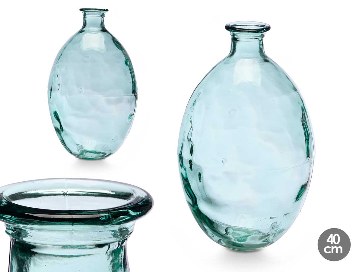 Jarron vidrio reciclado rayado 40 cm 12 l