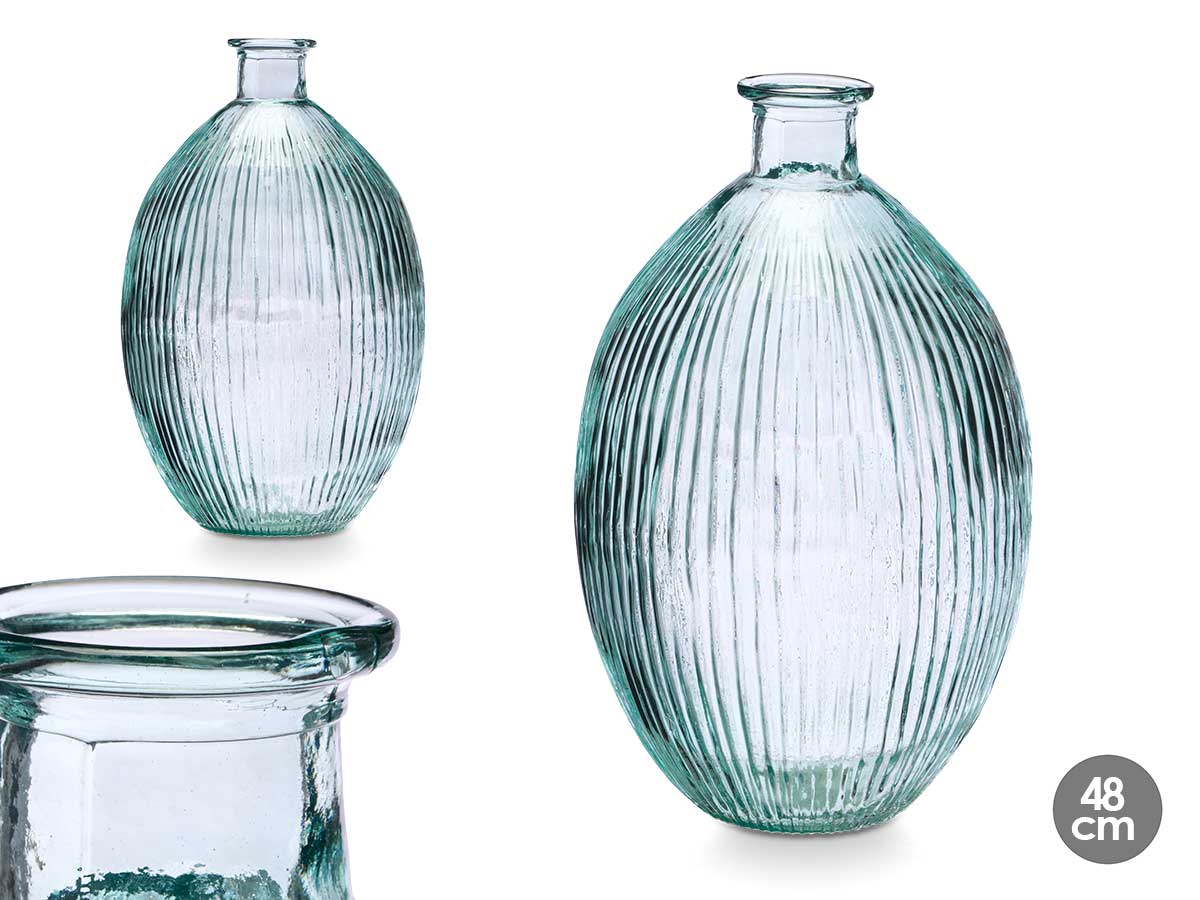 Jarron vidrio reciclado rayado 48 cm 21 l