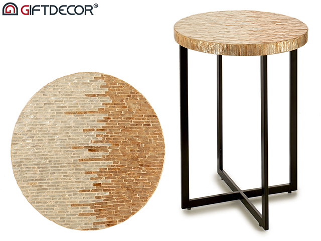 Table auxiliaire rond nacre clair