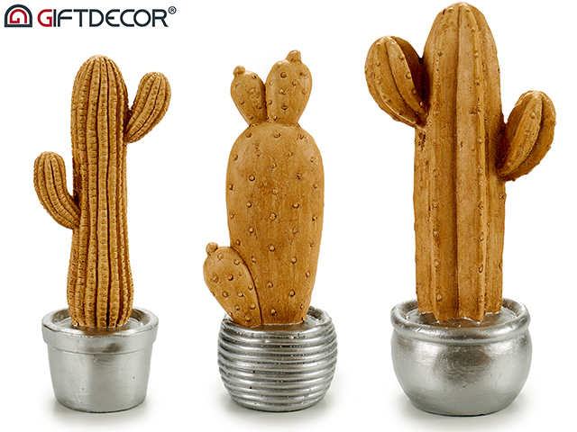 Soil resin cactus silver pot 40cm mix 3