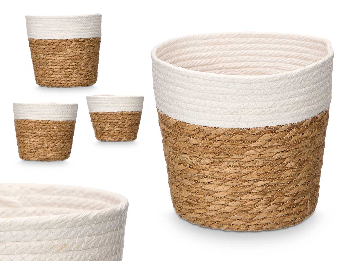 Set 3 cestos redondos 19cm blanco