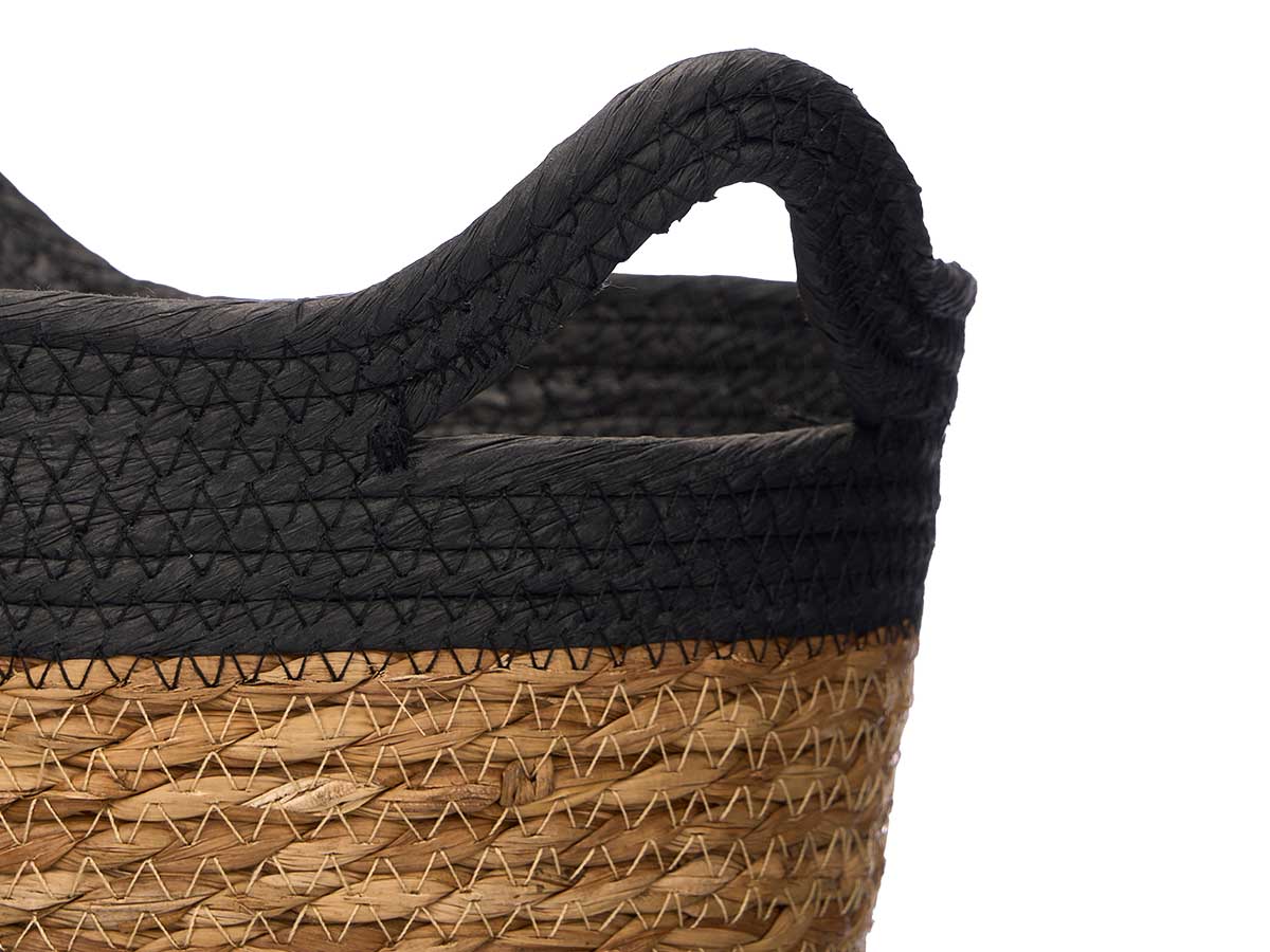 Set 3 paniers ronds avec poignées 16cm haut noir – Image 3