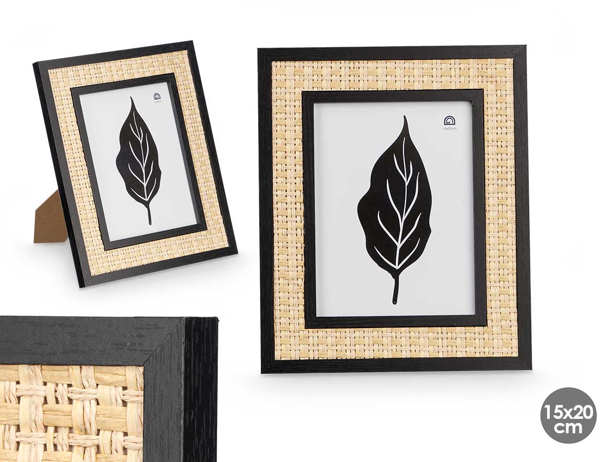 Portafotos negro cuerda 15 x 20 cm