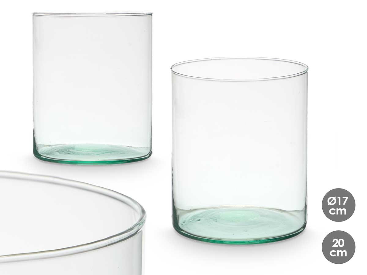 Jarron vidrio reciclado cilindro 17x20cm