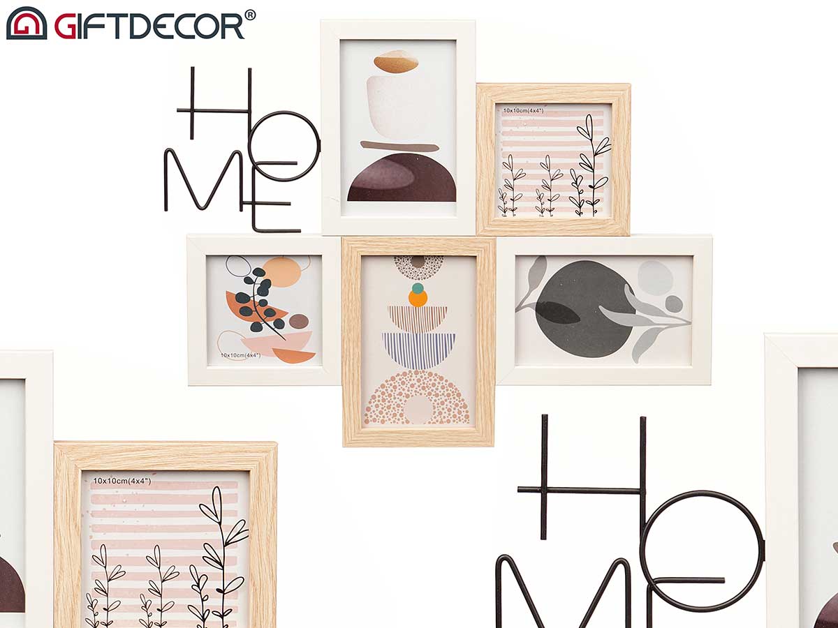 Portafoto multiple 10x10cm y 10x15cm con letrero