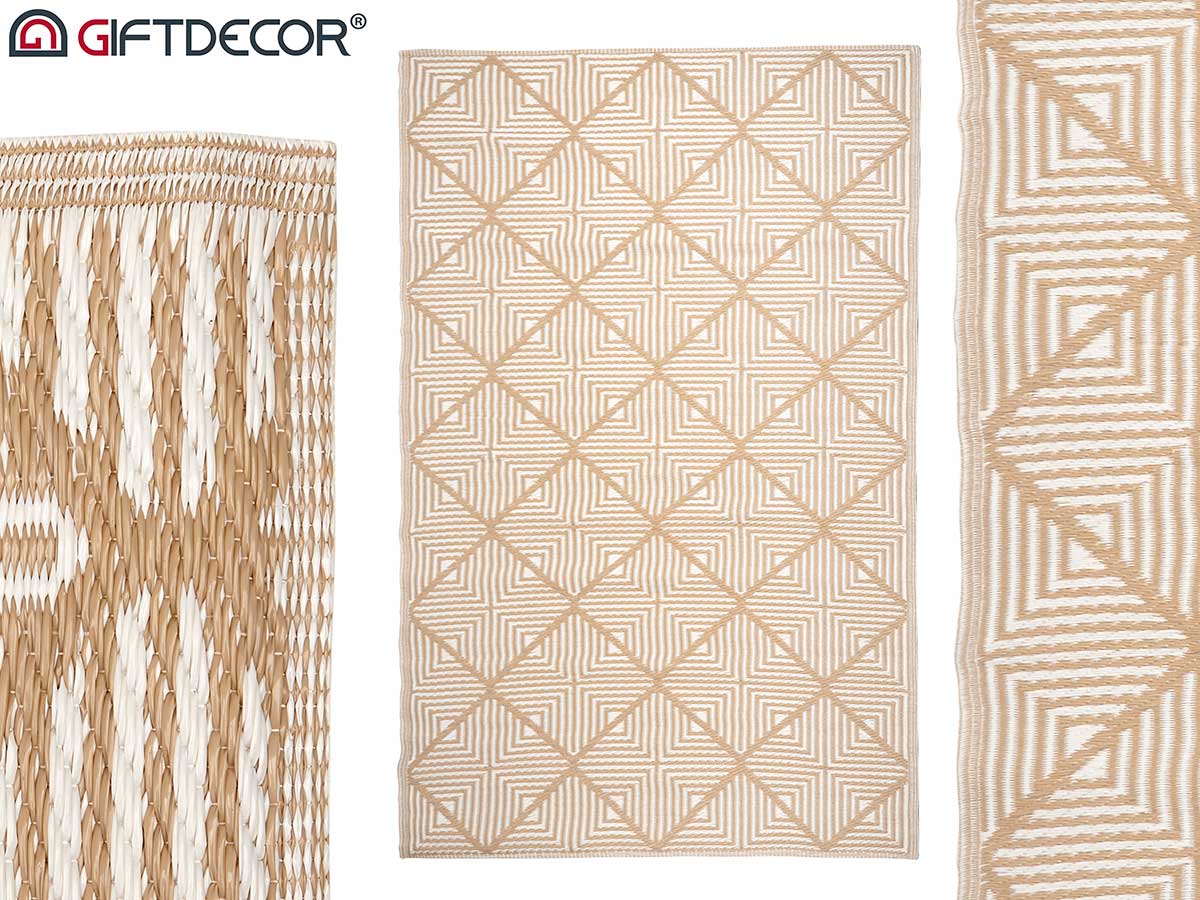 Tapis beige blanc a losanges 120 x 180 cm