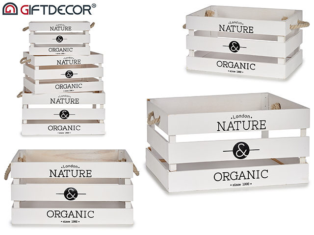 Set 3 cajas madera blancas nature y org