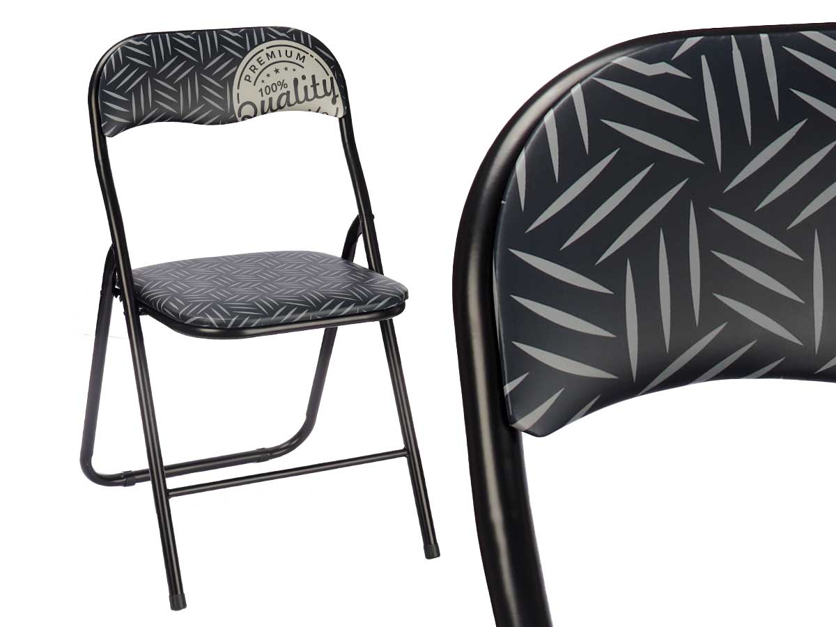 Folding chair pvc matt black legs quality - Image 2