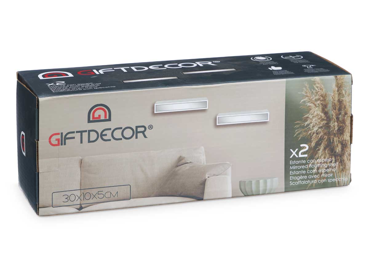 Dos estantes espejo 30cm negro - Imagen 2