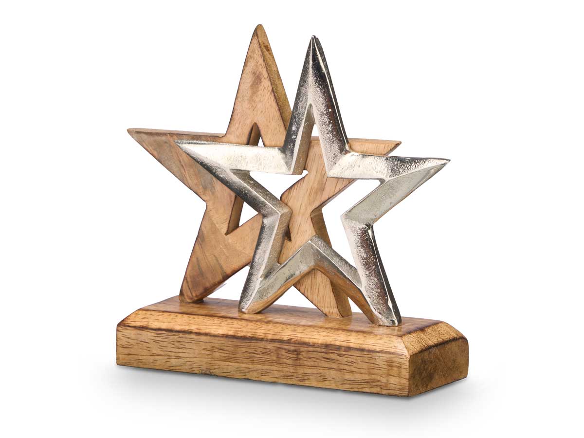 Soporte decoracion doble estrella plateado - Imagen 2