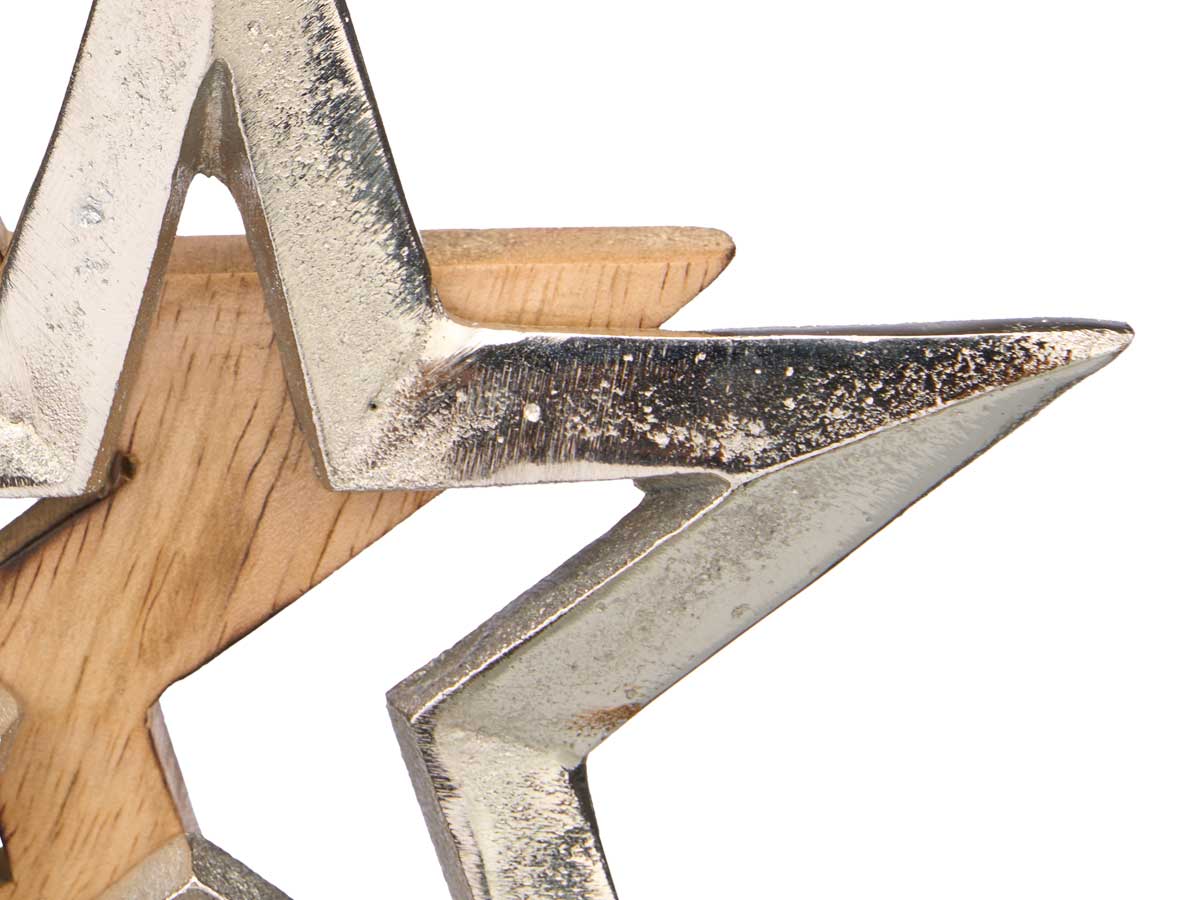 Soporte decoracion doble estrella plateado - Imagen 4