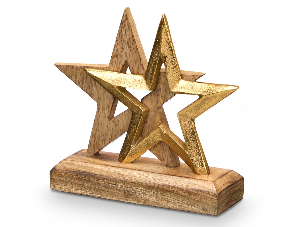Soporte decoracion doble estrella dorado - Imagen 2