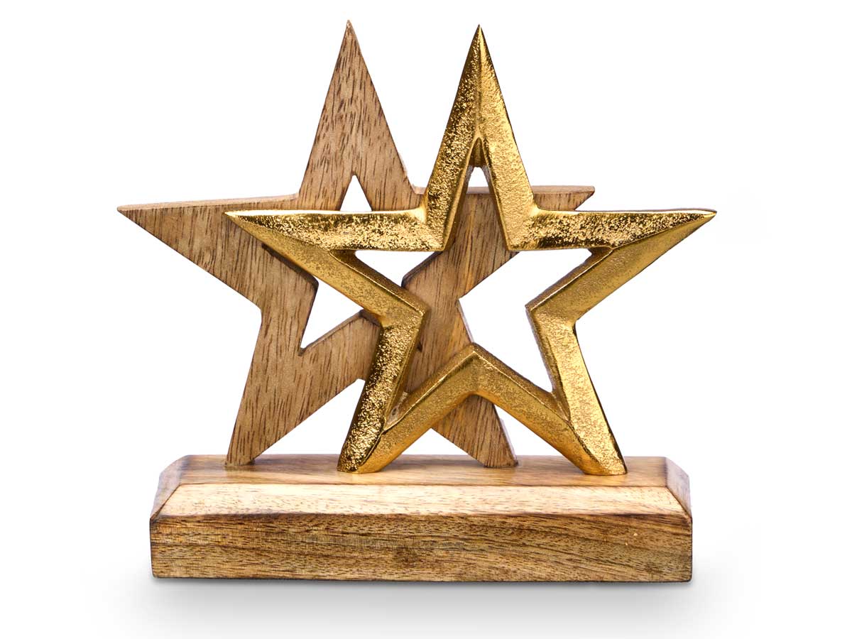 Soporte decoracion doble estrella dorado - Imagen 3