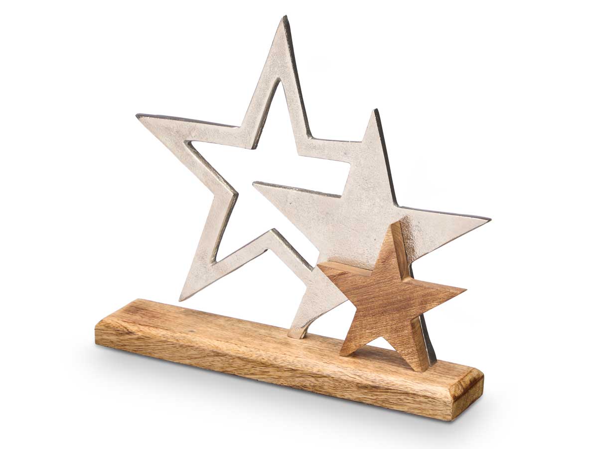 Soporte decoracion triple estrella plateado - Imagen 2